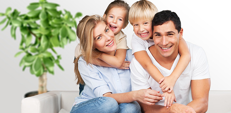 Healthy family regularly visit the dentist